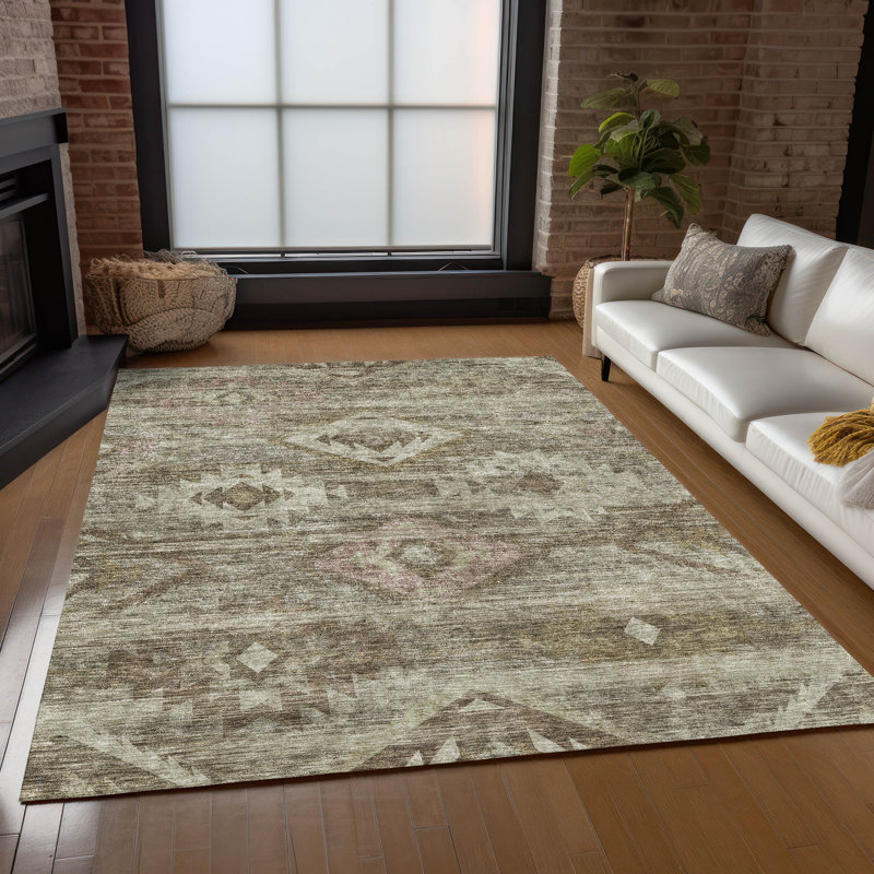 Thienan Washable Southwestern Indoor / Outdoor Rug, Rectangle 5' x 7'6"