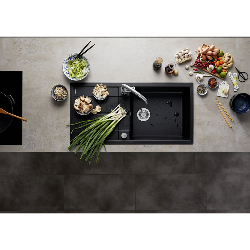 Metra Xl Single Bowl Inset Kitchen Sink, Black