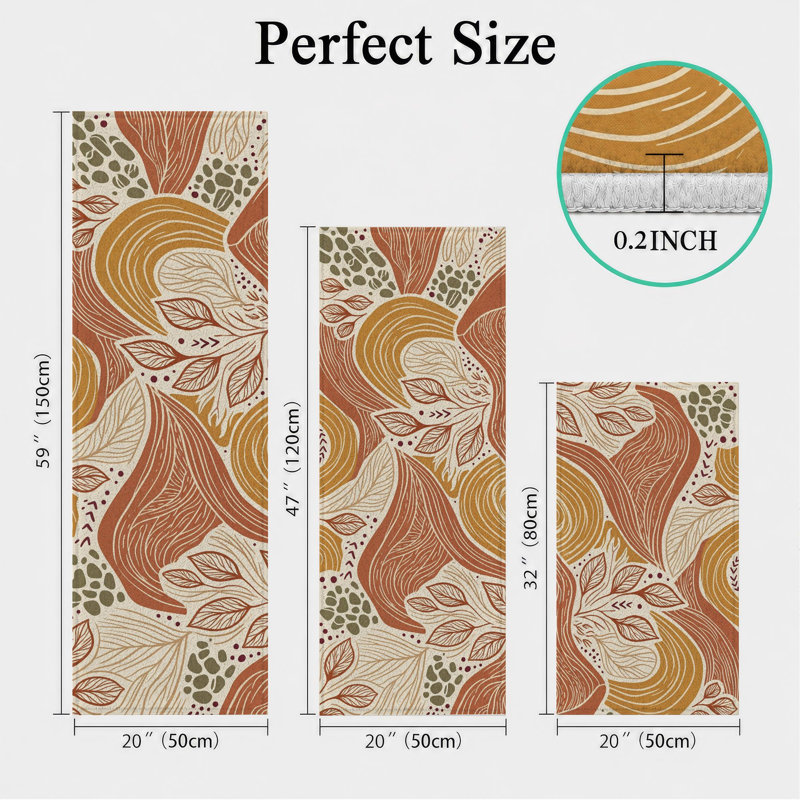 Abstract Swirl Non-Slip Washable Kitchen Mats