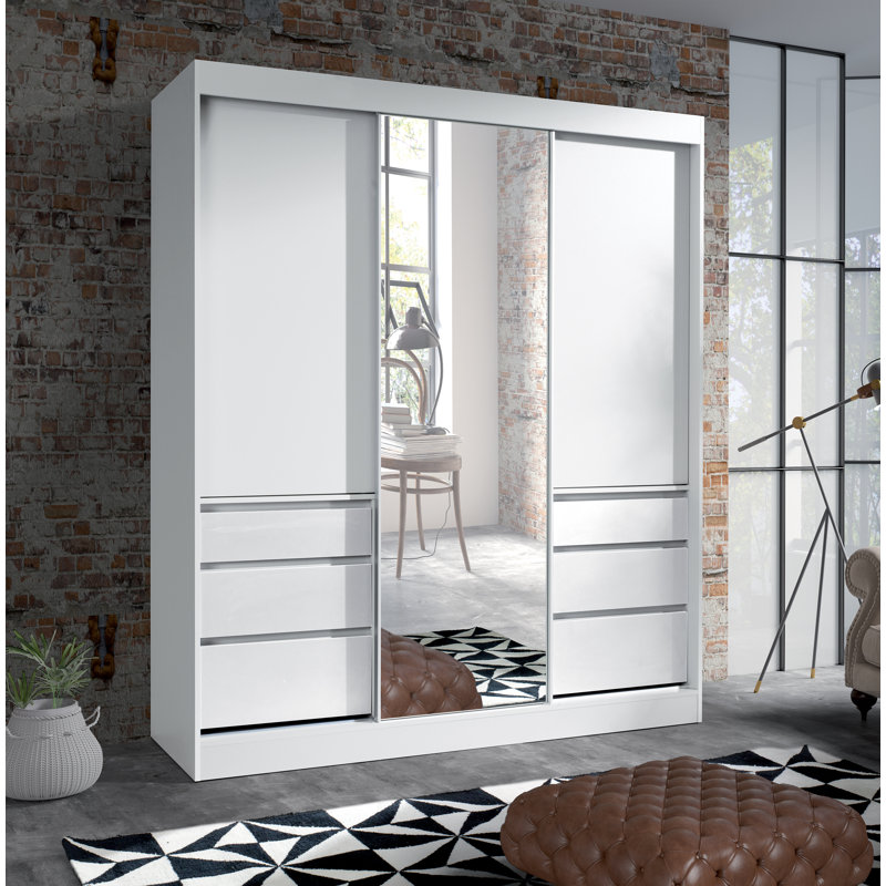 Tatawan 3 Door Solid + Manufactured Wood Wardrobe, White