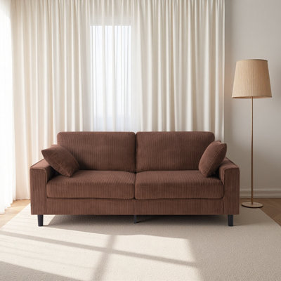 Canapé 81,8 po Corduroy, canapé 2 places avec structure robuste en fer et en bois, canapé rembourré confortable avec accoudoirs carrés pour le salon, appartement