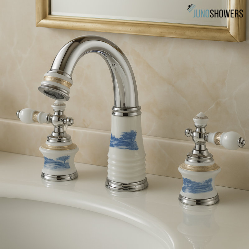 Système de douche mural chromé avec valve thermostatique et douchette