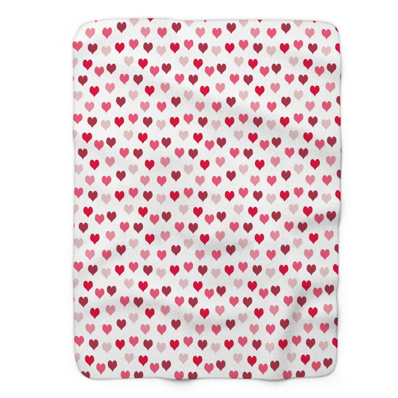 Couverture en sherpa rose 1 pièce Pink Hearts Splendor, L 50 po x L 60 po