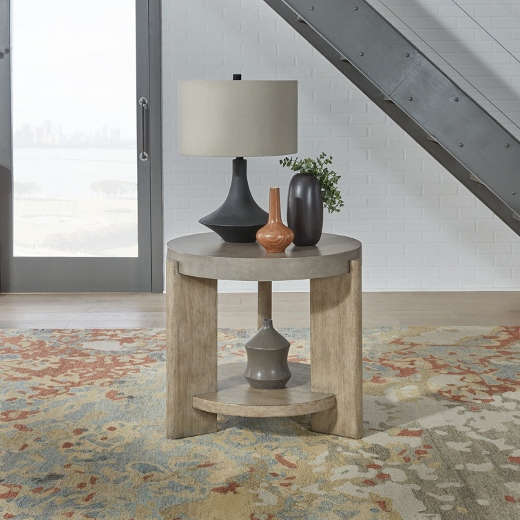 Barchetta Round End Table - Dusty Taupe