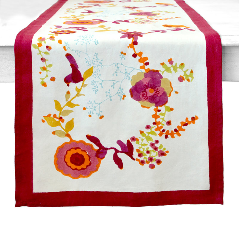 Treetop Handmade Floral Table Runnner, 90" L x 16" W, Multicolor