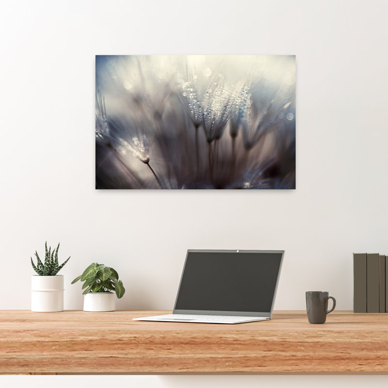 Art contemporain abstrait délicat pissenlit fleuri, H 24 po x l 16 po
