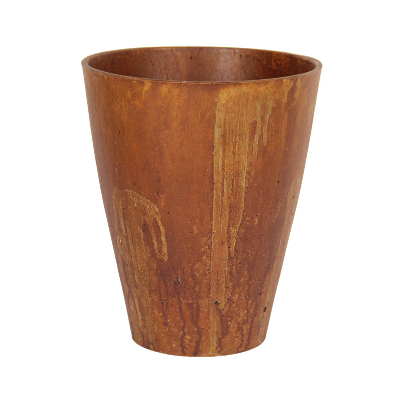 Vase rustique en pierre calcaire, H 9,2 po x l 7,4 po x P 7,4 po, Brun