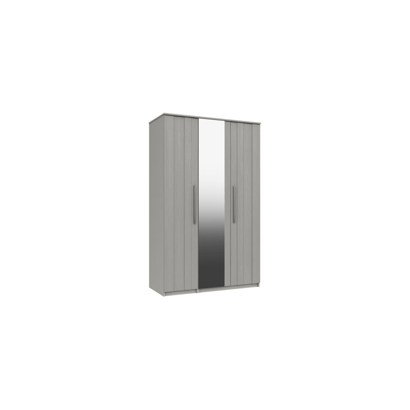 Mcginley 3 Door Manufactured Wood Wardrobe, Light Grey Woodgrain