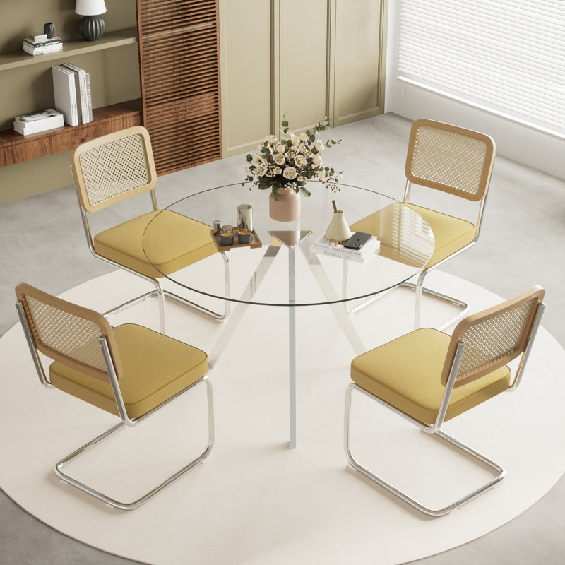 5-Piece Pedestal Dining Set, Yeloow