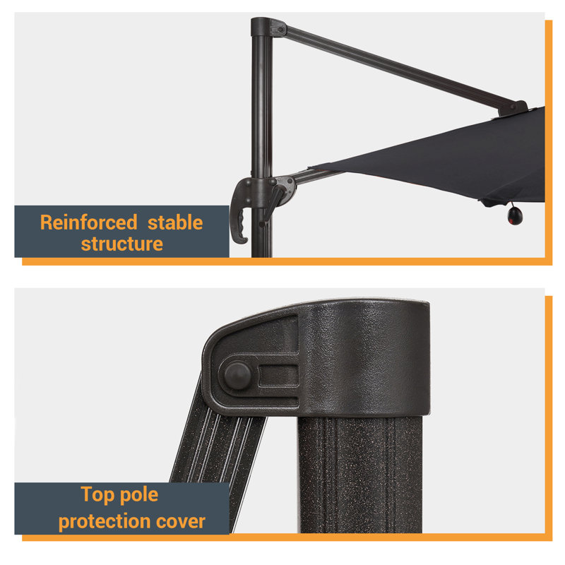 Rosell 132" Lighted Cantilever Umbrella, Gris anthracite