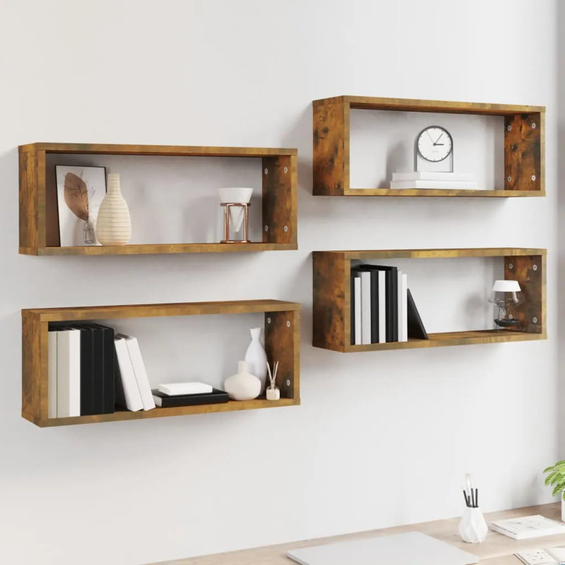 Rubino 4 Piece Accent Shelf, 60 x 15 x 23 cm, Smoked Oak