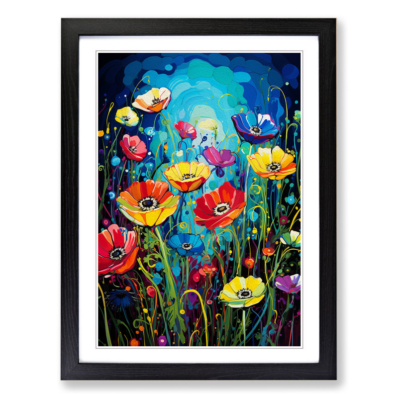 Wildflowers Pop - Framed Print, Black, 64cm H x 46cm W x 2cm D