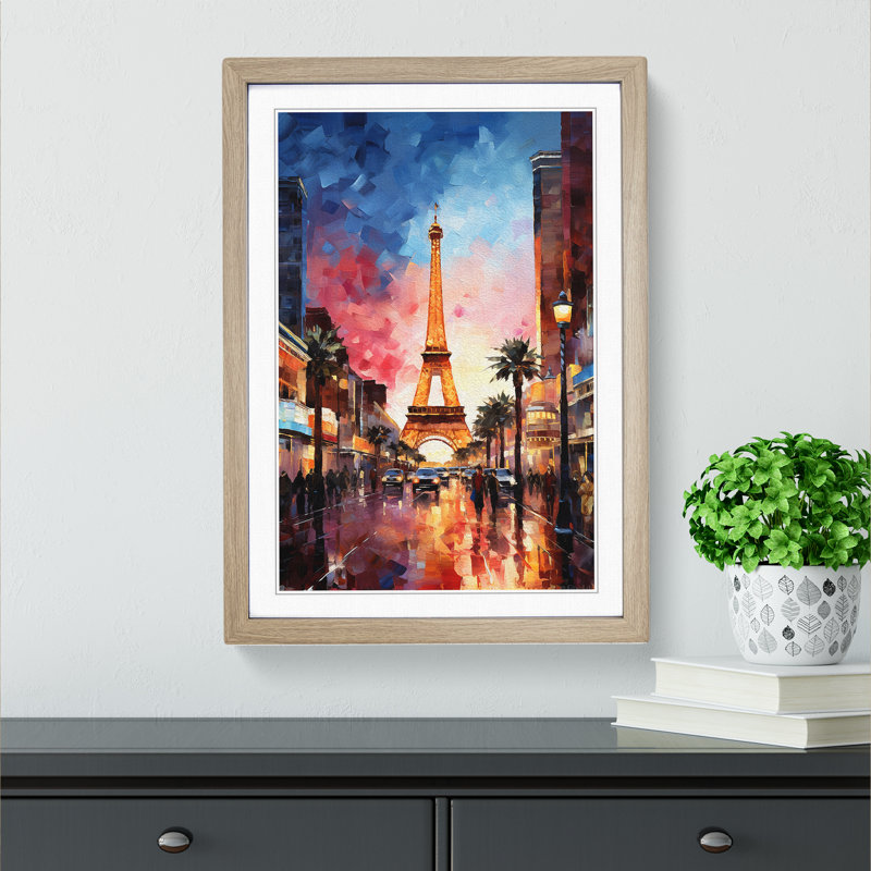 Las Vegas Impressionism Framed Print, Oak, 34cm H x 25cm W x 2cm D