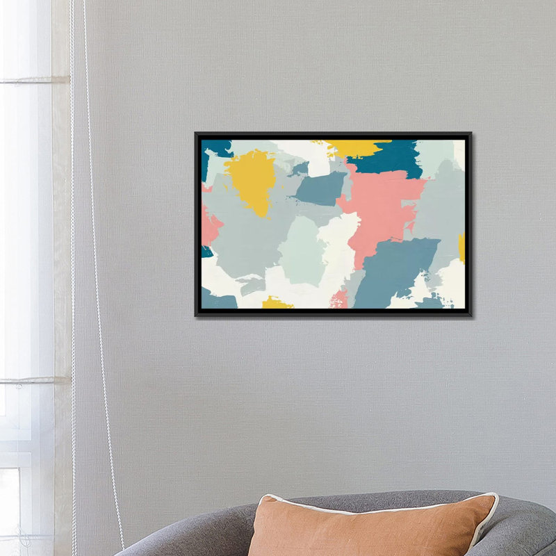 « happy iii » par moira hershey, impression sur toile, H 18 po x l 26 po x P 1,5 po, Toile avec cadre flottant noir