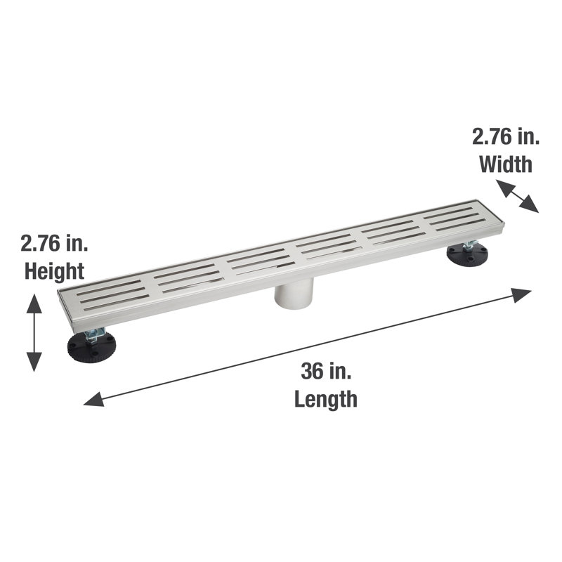 Drain de douche 36 "en nickel brossé avec grille d'équilibre 36"