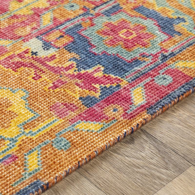 Laine noué à la main rose vif/Tapis décoratif menthe, Rectangle 6 pi x 9 pi