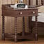 Table de chevet de style rétro avec tiroir et tablette ouverte pour chambre à coucher, table de chevet avec pieds tournés et poignée en métal