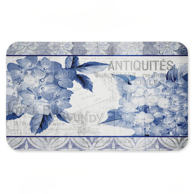 Vintage Antiques & Hydrangeas Printed Anti-Fatigue Floor Mat, design by Kim Allen, 30"x18"