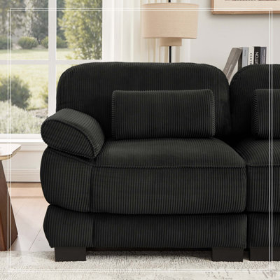 Canapé LSF en velours côtelé avec coussin noir