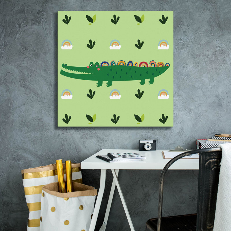 «Epic Graffiti», Cocodrile mignon par Epic Portfolio, art mural sur toile, H 26 po x l 26 po x P 1,5 po