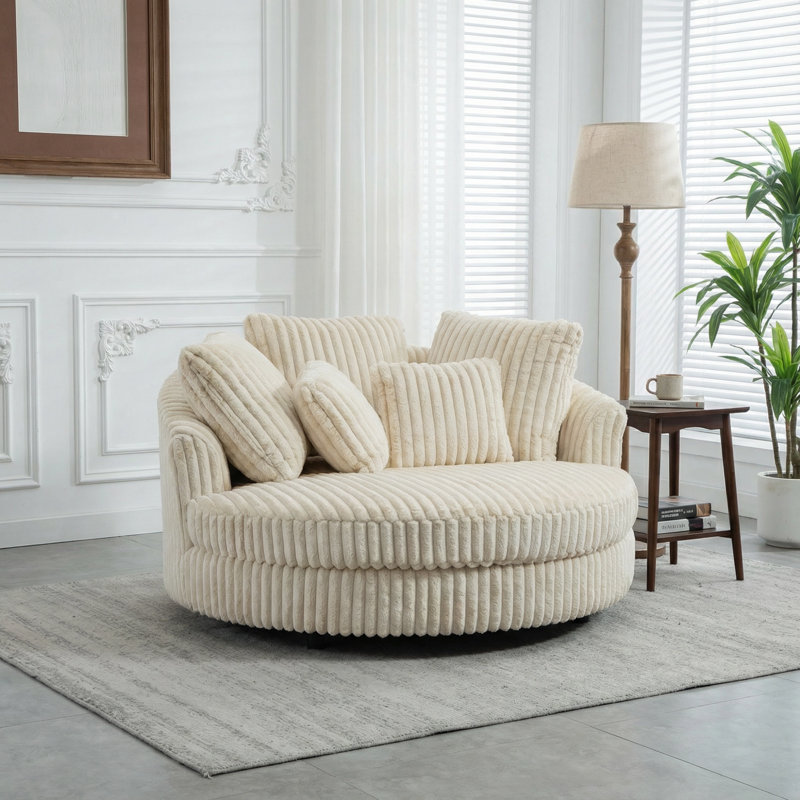 Chaise longue d'intérieur surdimensionnée à housse, Beige