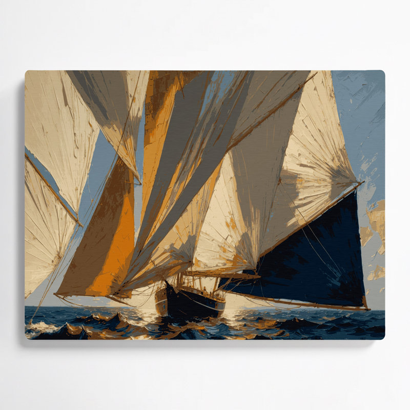 Nautique, toile, voiles, art mural gris en métal, H 8 po x l 10 po