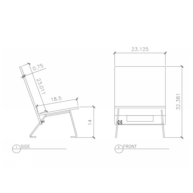 Chaise de patio à dossier carré ovale Kimbrell, Gris