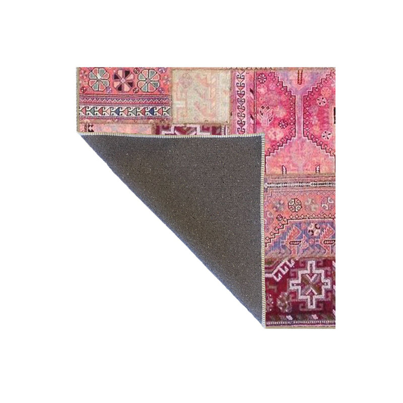Tapis décoratif lavable en machine rose, Sous-tapis rectangulaire de 3 pi 3 po x 4 pi 11 po