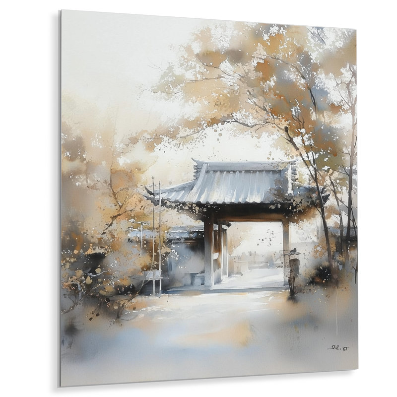 «Beautiful Minimal Tokyo Temples - Cityscapes», impression murale en métal, H 40 po x l 30 po