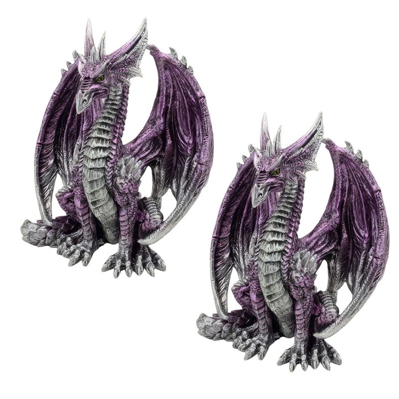 "Ensemble de 2 pièces" ICE ARMOUR 7 "Figurine de statue de dragon mauve assis