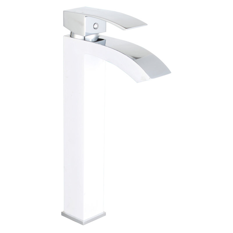 Robinet de lavabo vasque Marella, Blanc mat / Chrome poli