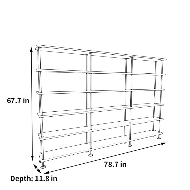 Simple and high-quality bookcase, (6 Shelves) 67.7"H x 78.7"W x 11.8"D