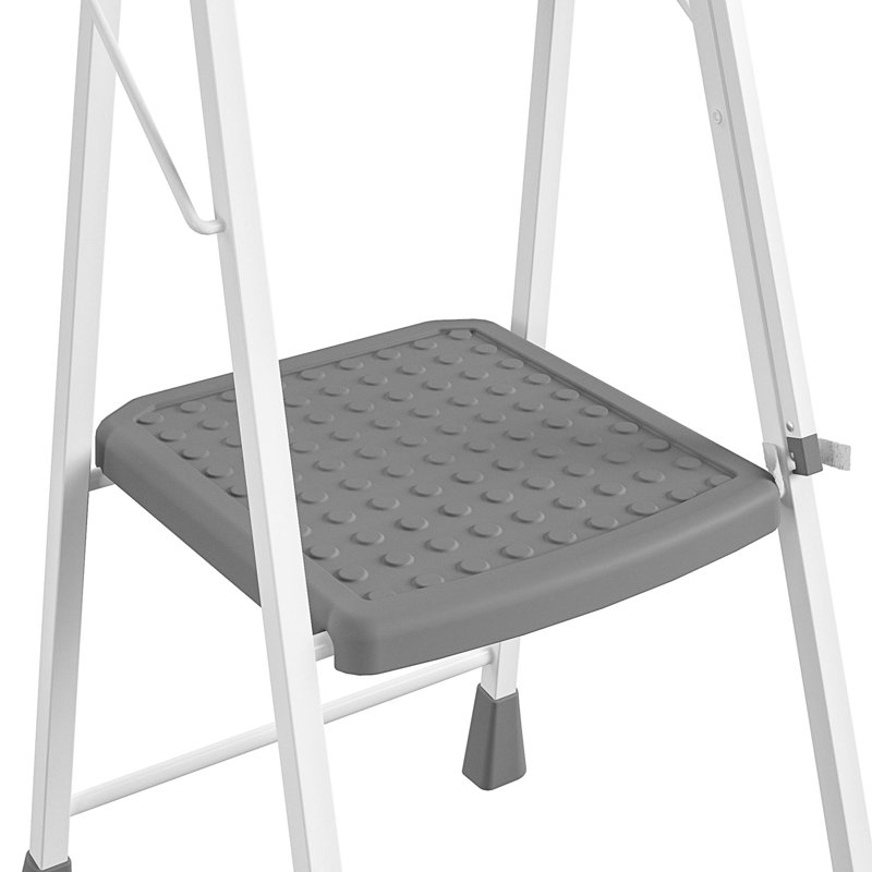 COSCO 2-Step White and Grey Foldable Steel Step Stool