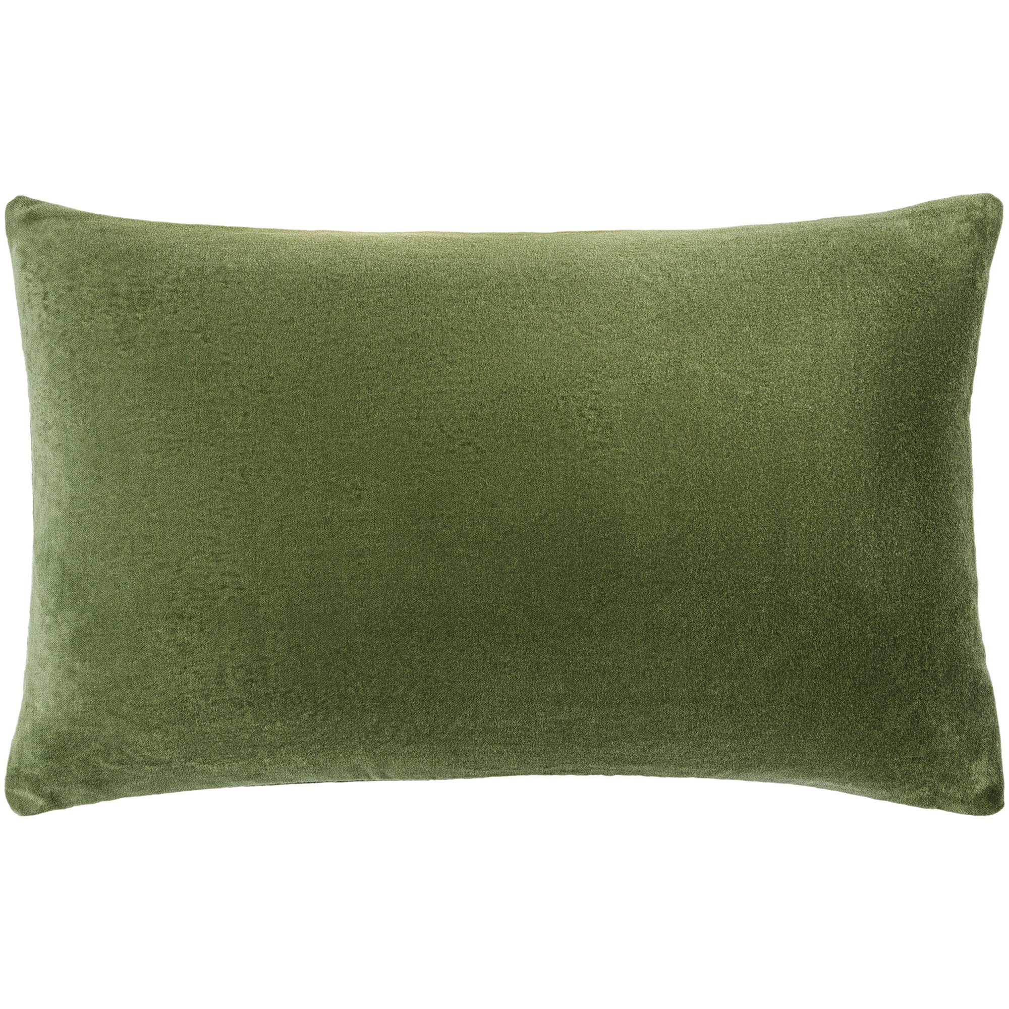Cotton Lumbar Throw Pillow, Down, Green, 13" x 20"