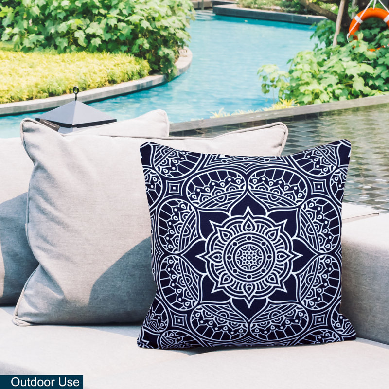 Coussin intérieur/extérieur Floral, Bleu marine
