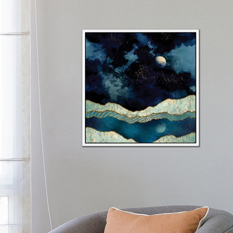 Indigo Sky - Print on Canvas, 66.04 cm H x 66.04 cm W, White Framed