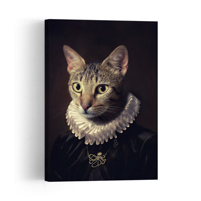Regal Cat Portrait Classic Elegant Vintage Cat Octopus Portrait Wall Art Print 1 Piece Wrapped Canvas Wall Art