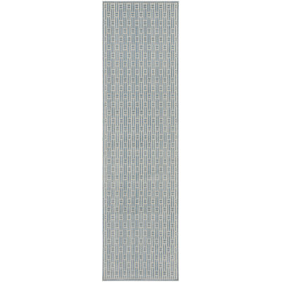 Nourison Washable Charm 2'2" x 8' Blue Ivory Modern Indoor Rug