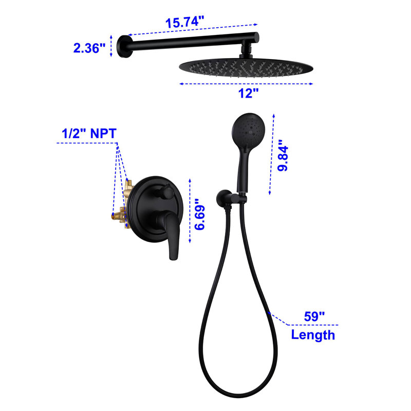 All-In-One Kit with Rough in-Valve, Matte Black