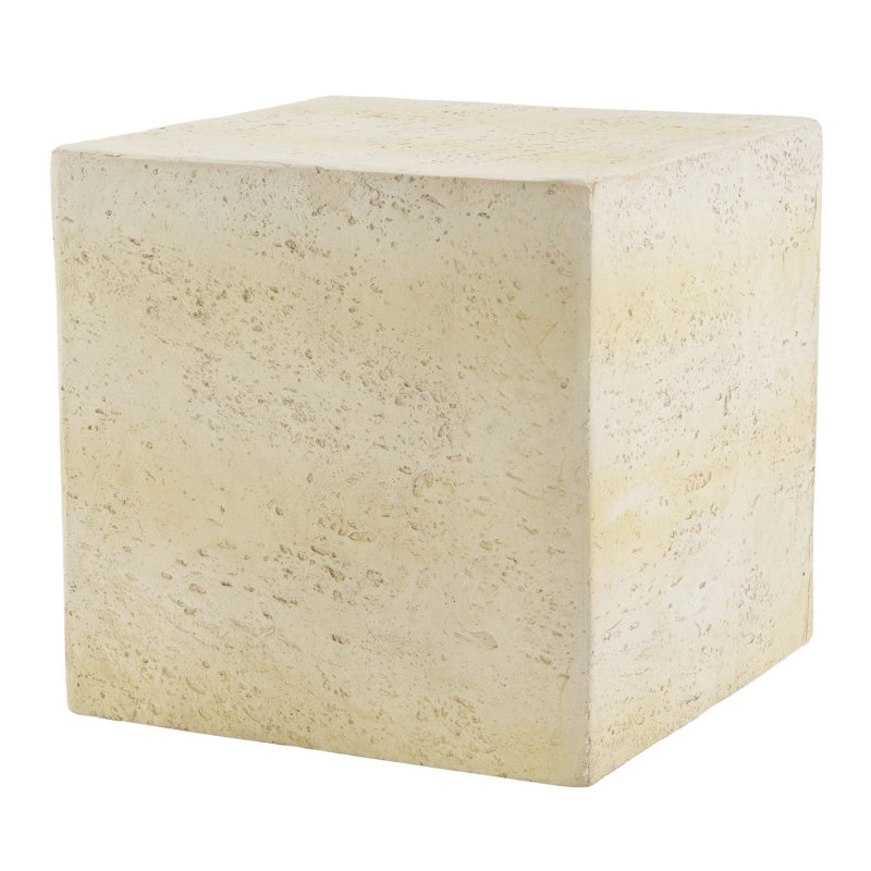 Table d'appoint carrée MGO brun clair clair, table de bout d'appoint texturée en faux travertin, conception pré-assemblée non-KD, capacité de charge de 80 lb, tabouret multi-usage intérieur et extérieur