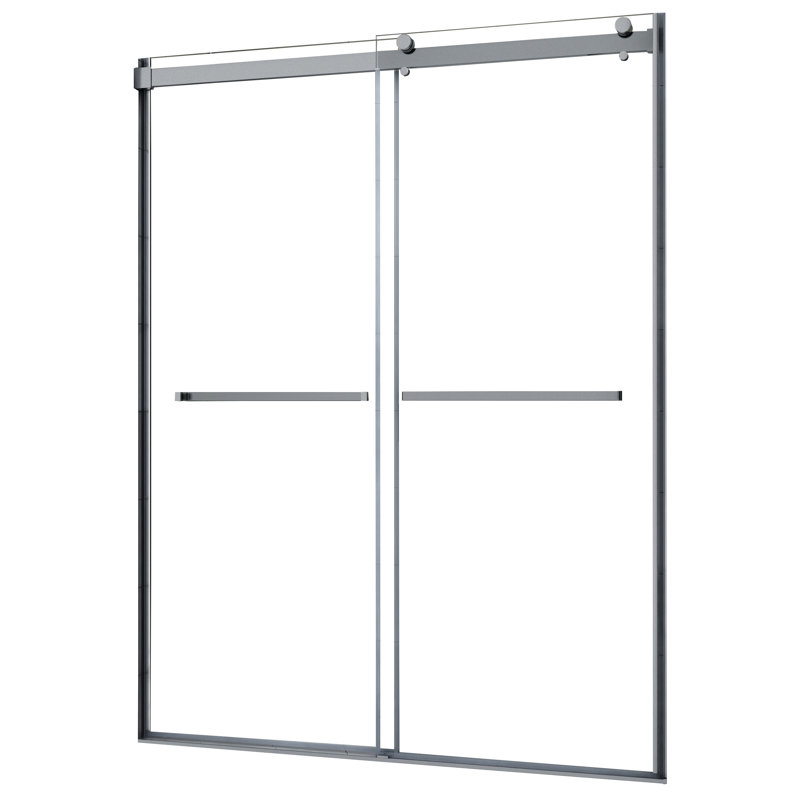 Porte de douche coulissante double sans cadre de 43 à 47 po x H 76 po, Nickel brossé