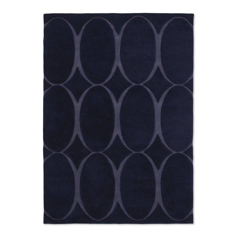 Renaissance Wool Geometric Area Rug in Blue, Rectangle 3'11" x 5'11"