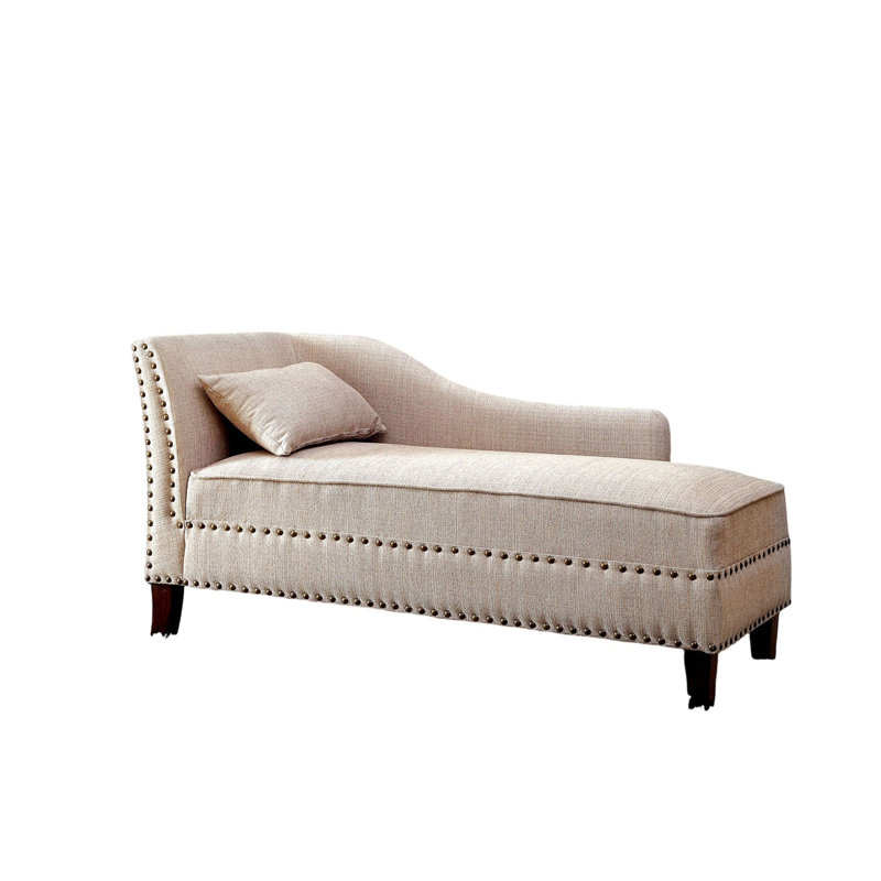 Coussin de salon moderne avec garniture cloutée en lin beige, Beige