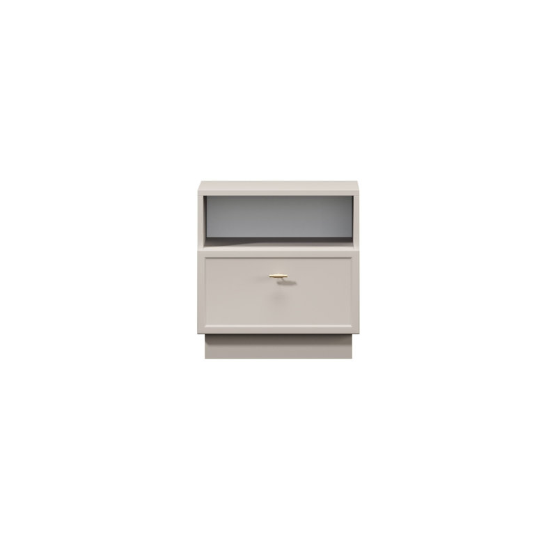 Bagga 45cm W Manufactured Wood Bedside Table, Beige Cream/Gold