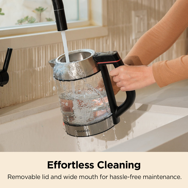 CUCKOO 1.7L Silver Glass Electric Kettle with Tea Infuser
