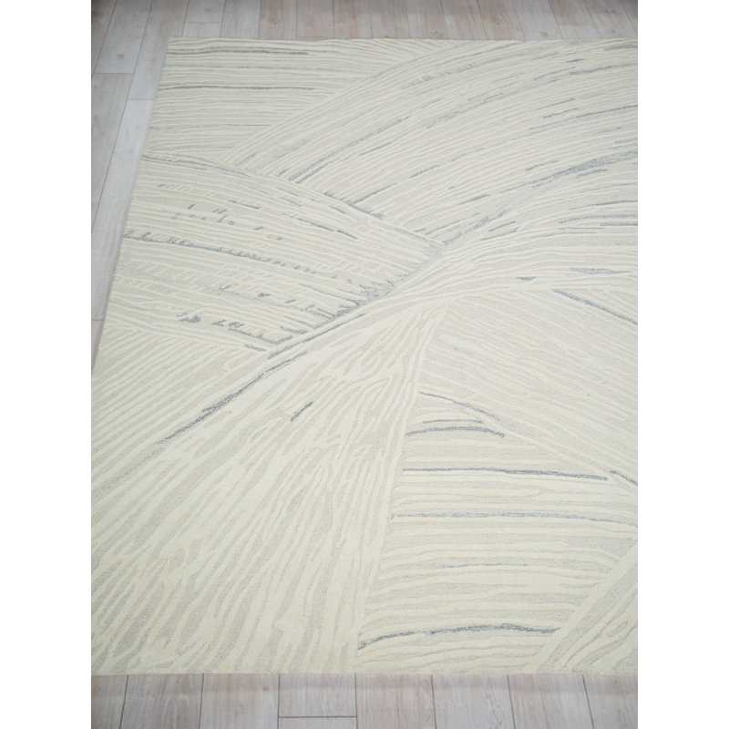 Entro Handmade New Zealand Wool, Silver/Ivory Area Rug, Rectangle 8' x 10'