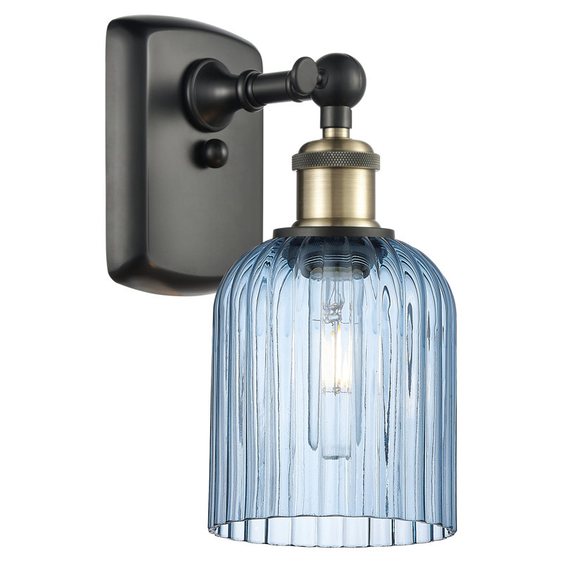 Northgate Steel Armed Sconce, Black Antique Brass, Princess Blue