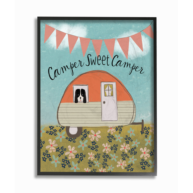 « doux camper », art textuel, H 14 po x l 11 po x P 1,5 po, Giclée encadrée noir minuit