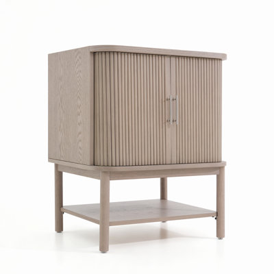 28" Modern Slatted Double Door Bathroom Vanity Base, Assembly Needed