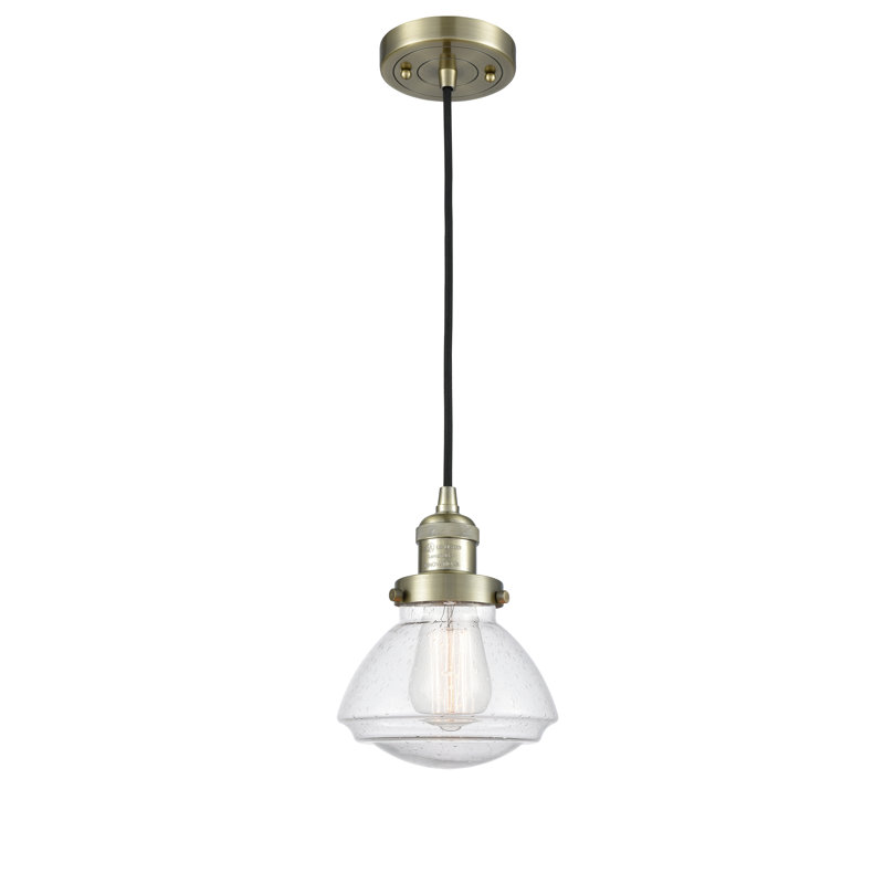 Luminaire suspendu simple à 1 lumière Chesterville, Grainé, Ampoule non incluse, Laiton antique